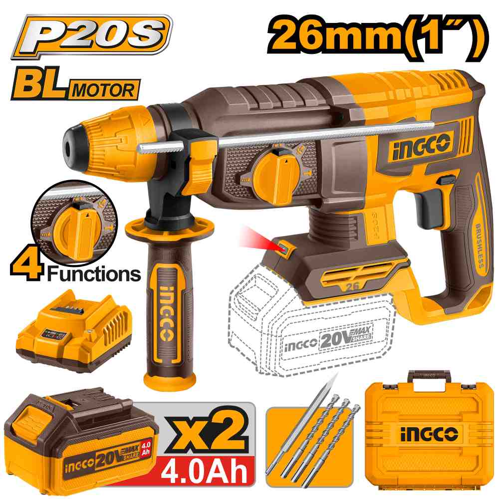 Martillo Combinado Demoledor 26mm 20 V INGCO